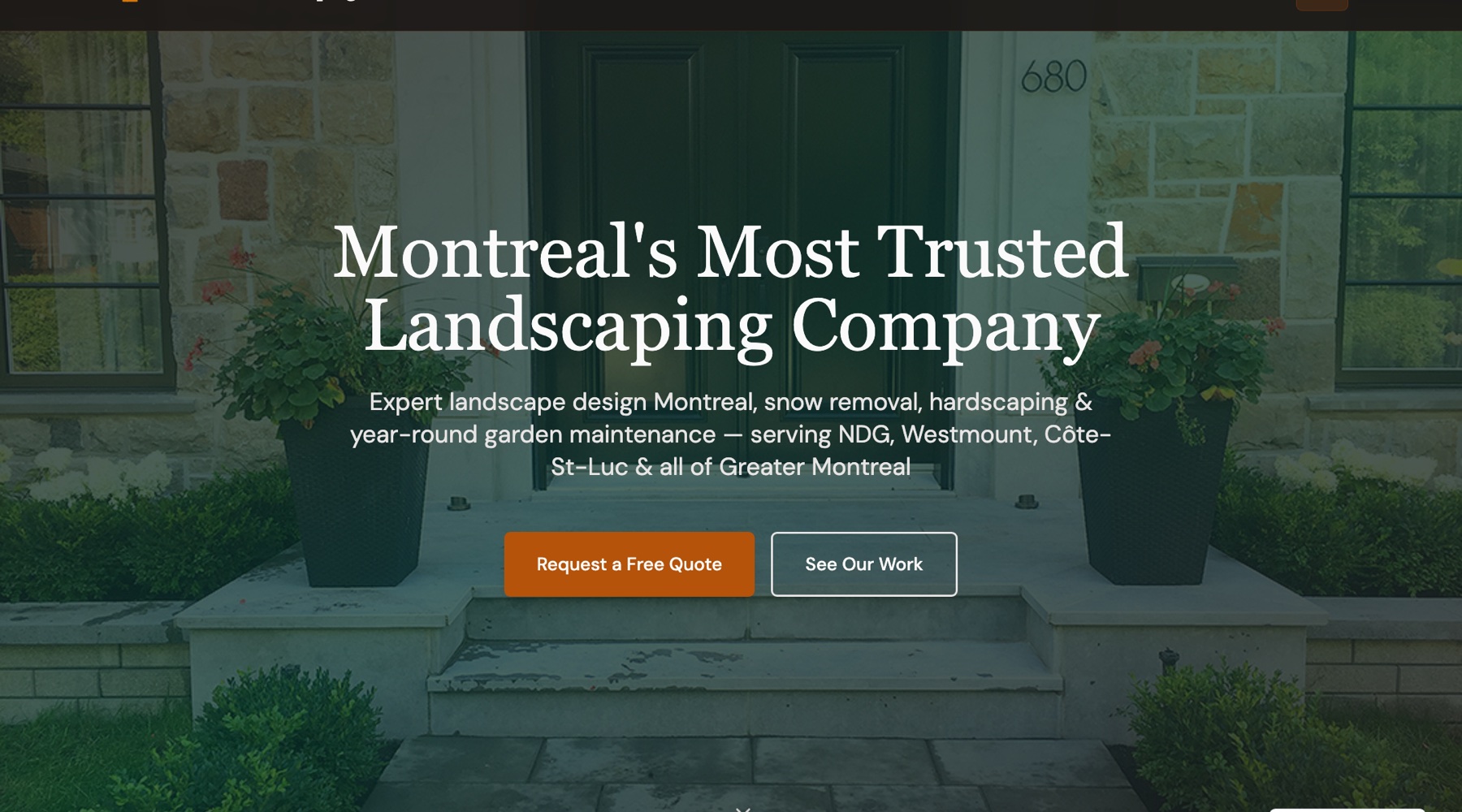 Montreal Landscaping, website homepage